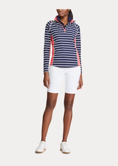 Camisa Ralph Lauren Mujer Azul Marino / Blancos - Performance Golf Quarter-Zip - NPQDR2805